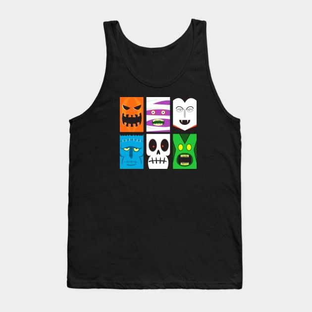 Cute Halloween Horror Faces Tank Top by machmigo